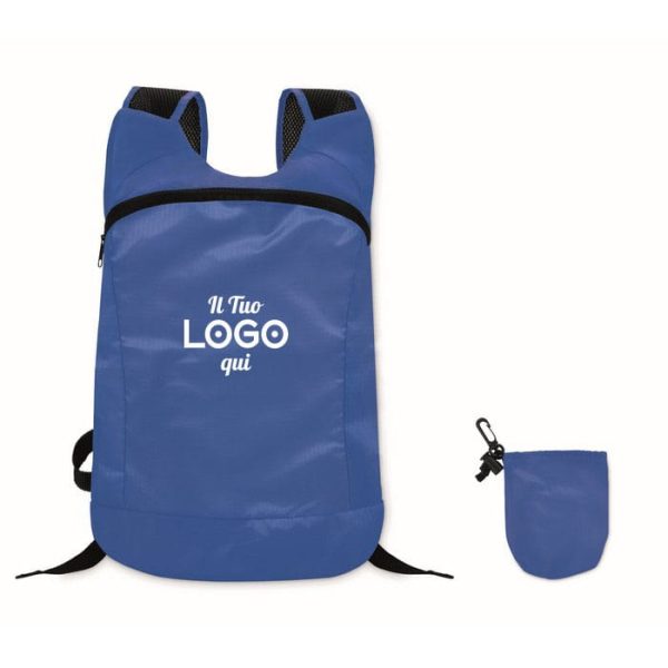 Zaino personalizzabile con logo ripieghevole in leggero poliestere ripstop