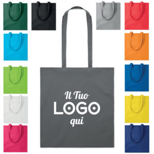 Shopper in cotone colorata 140gr personalizzabile con Logo