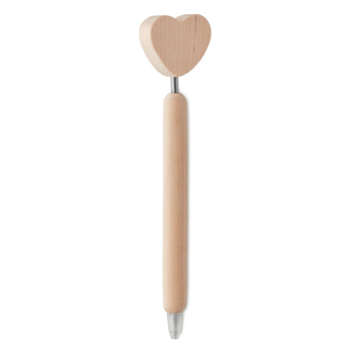 Penna a sfera in legno con decorazione a forma di cuore. per San Valentino