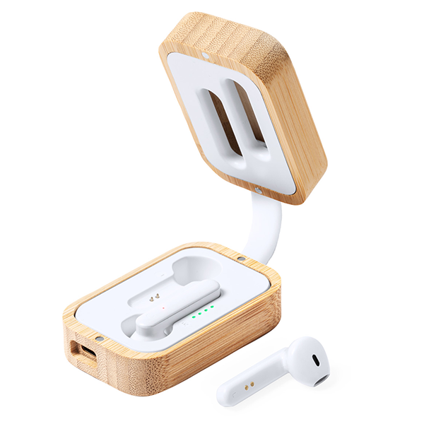 Auricolari Bluetooth in legno di bambù promozionali personalizzati
