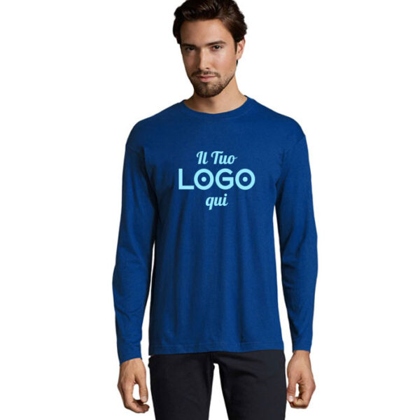 T-shirt a manica lunga da uomo in cotone personalizzabile con logo