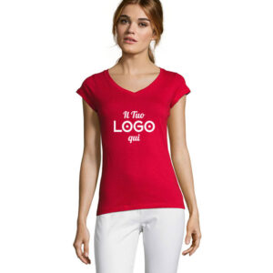 T-shirt da donna in cotone semipettinato personalizzabile con logo