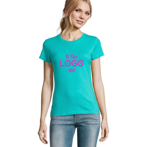 T-shirt da donna in cotone semipettinato personalizzabile con logo