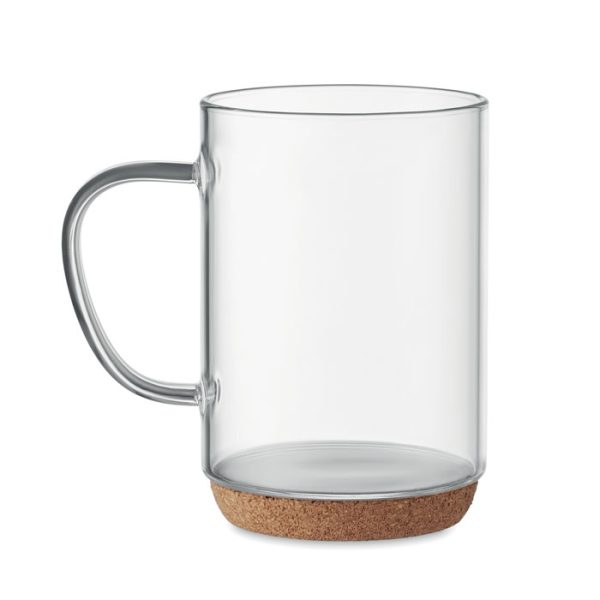 Tazza in vetro e base in sughero personalizzata con LOGO 400ml