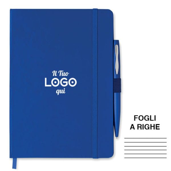 Block notes A5 personalizzati con logo A5 con penna - fogli a righe