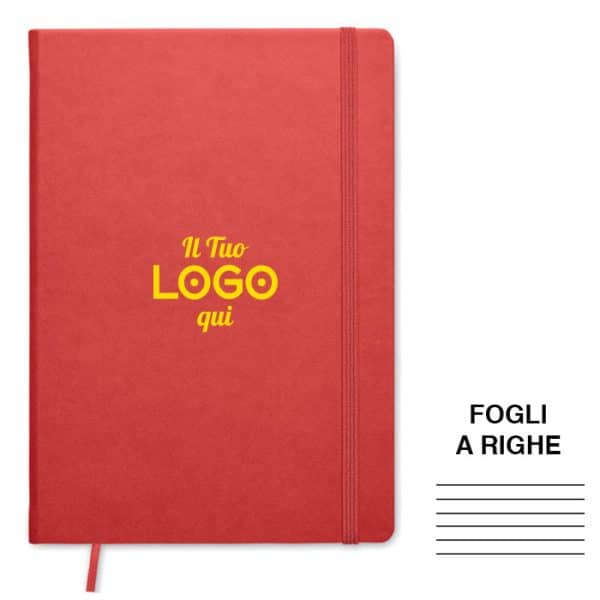 Block Notes A5 personalizzati con logo con pagine riciclate - fogli a righe