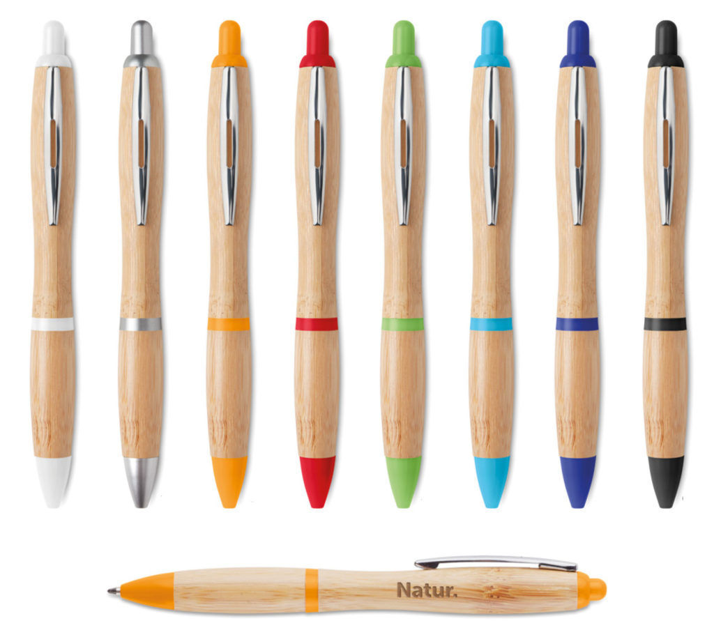 penna in legno con inserti colorati