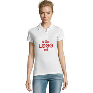 Polo da donna in cotone pettinato personalizzabile con logo