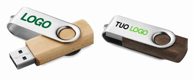 Chiavetta USB legno regalo ecologico con il tuo LOGO