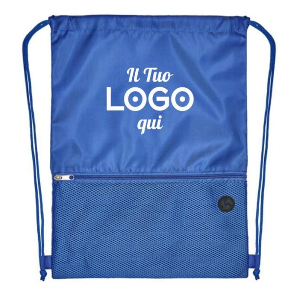 Sacca personalizzabile con logo in mesh con cordoncino 5L