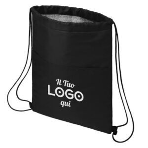 Borsa frigo personalizzabile con logo con cordoncino da 12 lattine