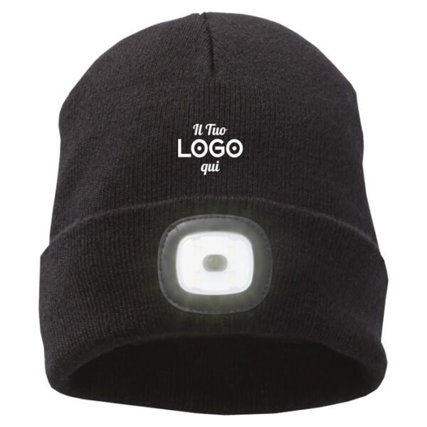 Berretto con LED in maglia personalizzabile con logo