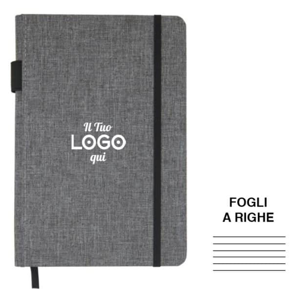 Block notes A5 personalizzati con logo in PET riciclato - fogli a righe