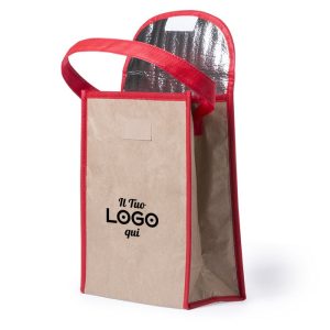 Piccola borsa frigo personalizzabile con logo con manici colorati