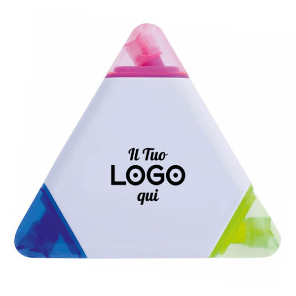 Evidenziatore triangolare personalizzabile con logo a tre colori
