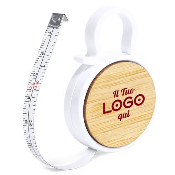 Flessometro da 1 mt personalizzabile con logo con finiture in legno