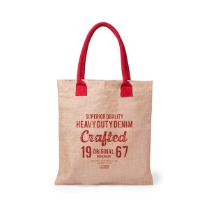 Borsa in juta e cotone con manici colorati