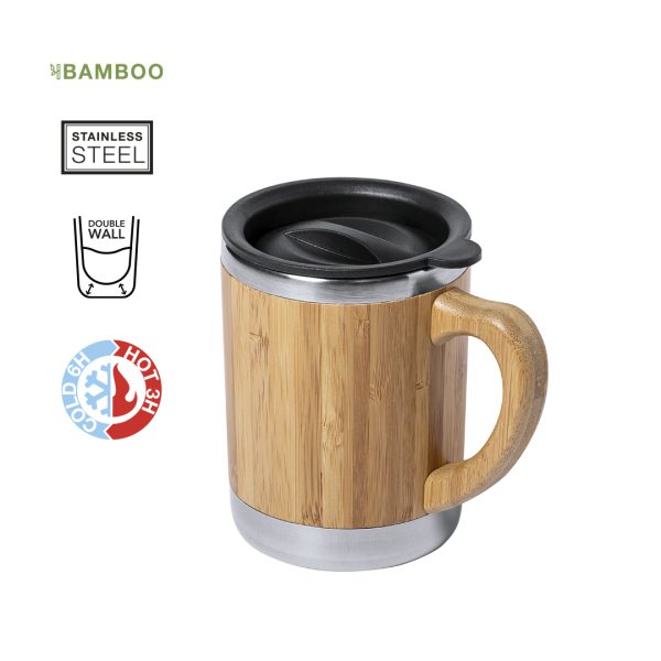 Tazza in acciaio inox e bamboo personalizzata con LOGO