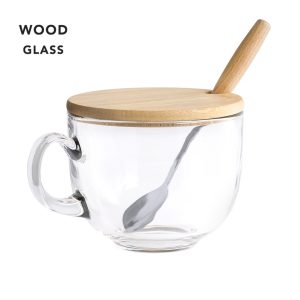 Tazza con coperchio e cucchiaio acciaio in legno personalizzato