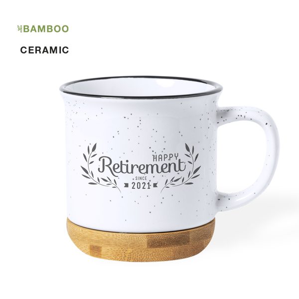 Tazza in ceramica e base in bamboo personalizzata con LOGO