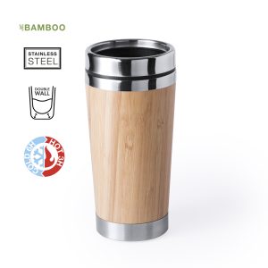 Bicchiere in acciaio inox e bamboo personalizzato con LOGO