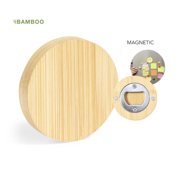 Apribottiglia magnetico in bamboo personalizzato con LOGO