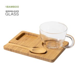 Set tazza e cucchiaio in bamboo personalizzato con LOGO