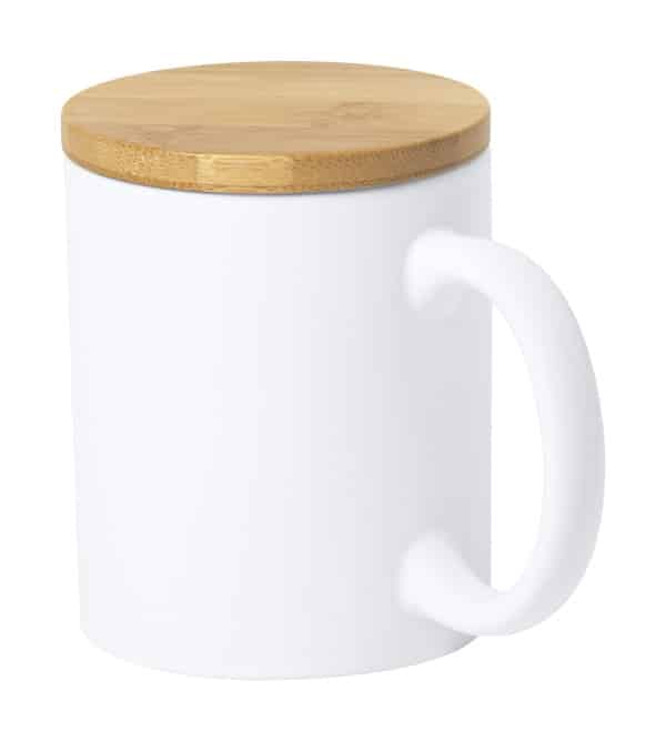 Tazza mug in ceramica con piano in bamboo personalizzata