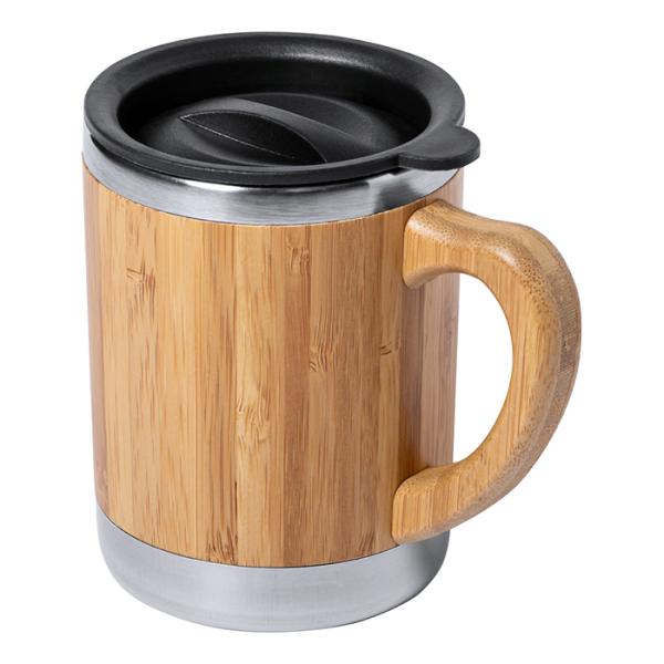 Tazza termica da 300 ml in bamboo personalizzata con LOGO