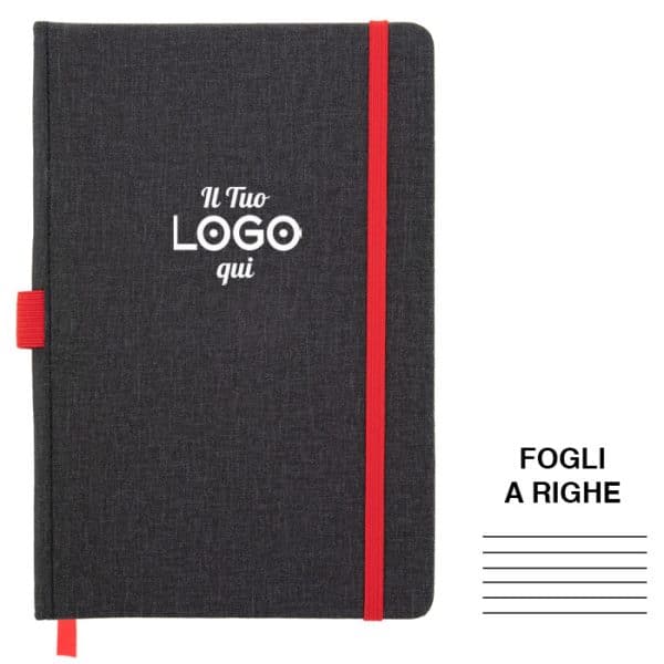 Block notes personalizzati con logo A5 copertina testurizzata - fogli a righe