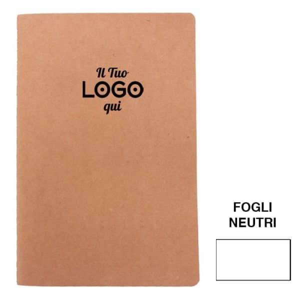 Block notes A5 personalizzati con logo con copertina in carta riciclata - fogli neutri