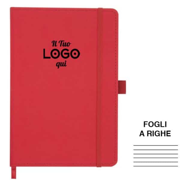 Block notes personalizzati con logo con copertina in plastica riciclata - fogli a righe