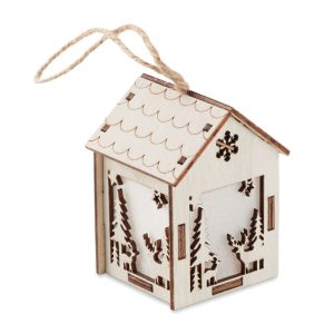 Casetta natalizia in MDF personalizzabile con logo con luce interna