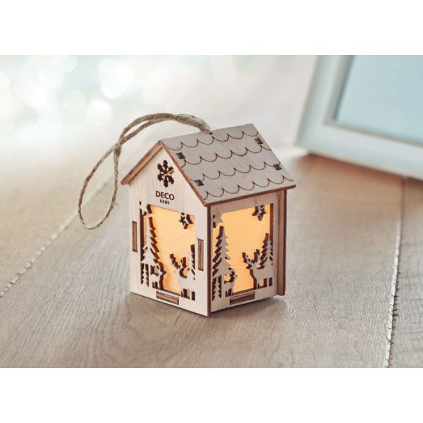 Casetta natalizia in MDF personalizzabile con logo con luce interna - immagine 4