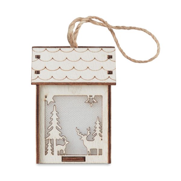 Casetta natalizia in MDF personalizzabile con logo con luce interna - immagine 3