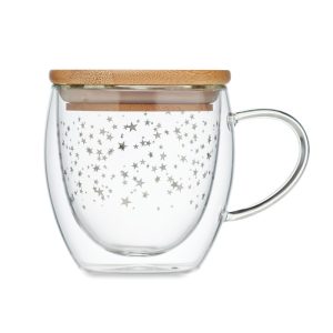 Tazza con design a stelle e coperchio in bambù