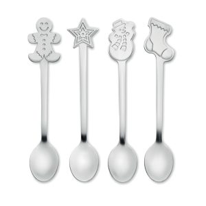 Set di 4 cucchiaini da tè con motivi natalizi personalizzabile con logo