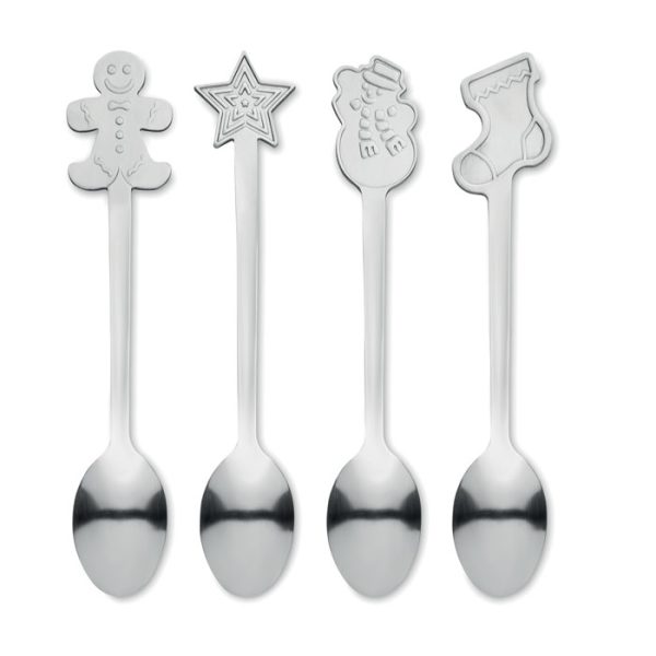 Set di 4 cucchiaini da tè con motivi natalizi personalizzabile con logo - immagine 3