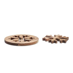 Set di 2 sottopentola in legno di acacia personalizzabili con logo