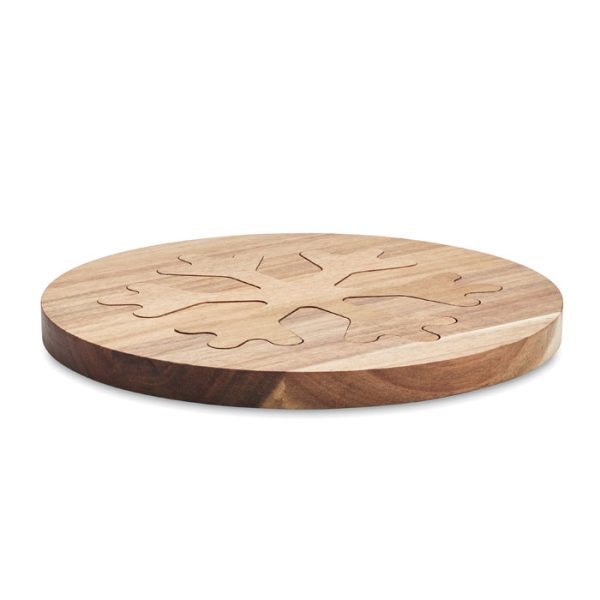 Set di 2 sottopentola in legno di acacia personalizzabili con logo - immagine 2
