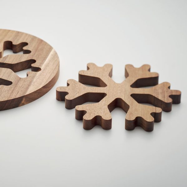 Set di 2 sottopentola in legno di acacia personalizzabili con logo - immagine 5