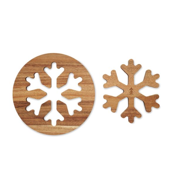 Set di 2 sottopentola in legno di acacia personalizzabili con logo - immagine 4