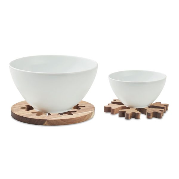 Set di 2 sottopentola in legno di acacia personalizzabili con logo - immagine 3
