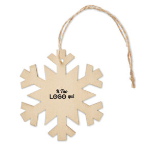 Decorazione in legno a forma di fiocco di neve personalizzabile con logo