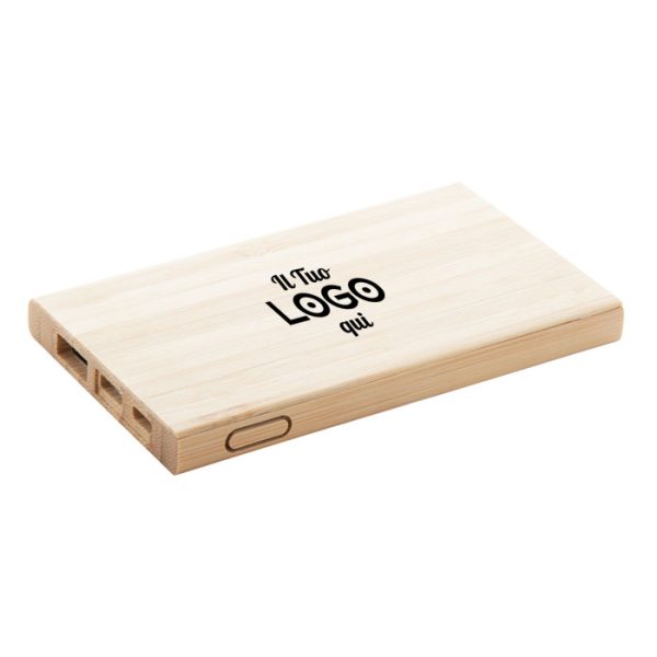 Power bank personalizzabile con logo in legno 4000 mAh