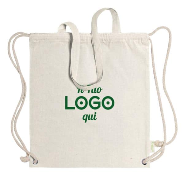 Sacca a borsa con coulisse personalizzabile con Logo in cotone