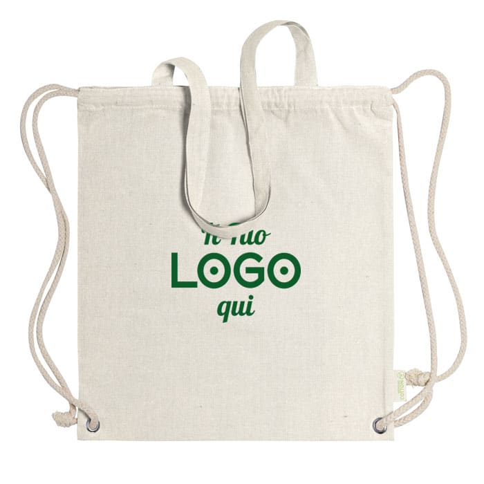 Sacca a borsa con coulisse personalizzabile con Logo in cotone
