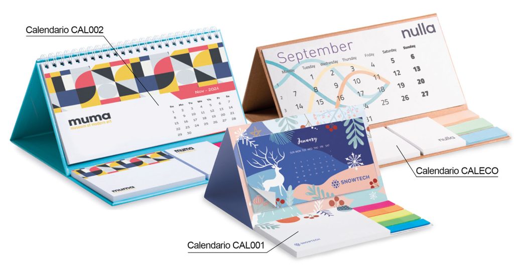 Calendari di Natale Personalizzati Calendari da tavolo personalizzato in tre modelli: CAL001, CAL002, CALECO.