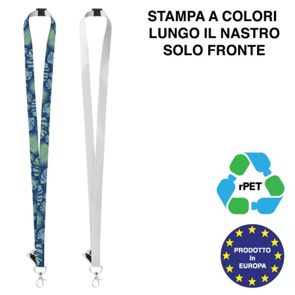 Laccio da collo personalizzabile con stampa a colori in RPET da 15mm