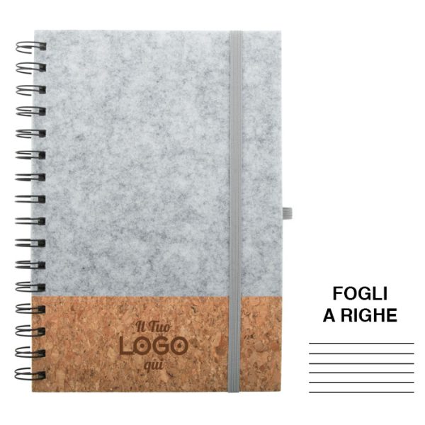 Block notes personalizzabile con logo a spirale formato A5 - fogli a righe